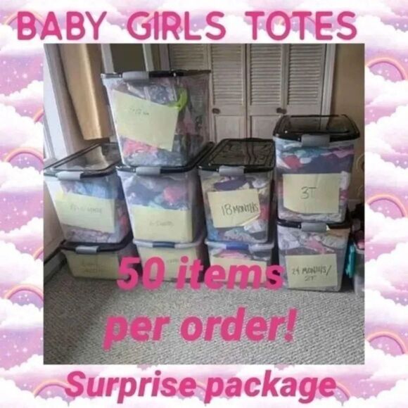 Tote of baby girls clothing (50 items)